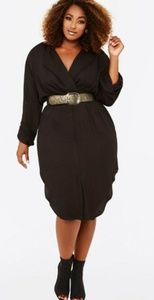 Shirt dress with animal print belt